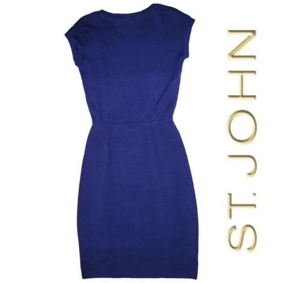St. John | Dresses | St John Royal Blue Cap Sleeve Knit Sweater Dress |  Poshmark